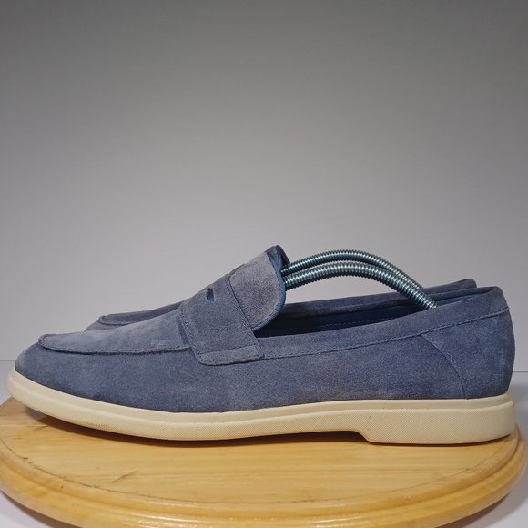 Calvin Klein (Size 10.5) Men\'s Trapper Slip-On Penny Loafer Suede Light Blue main image 7